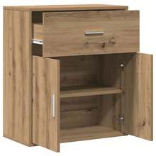 Buffet vidaXL en chêne, fabrication artisanale, 60 x 31 x 70 cm, bois d'ingénierie - Tabac - Voir 5