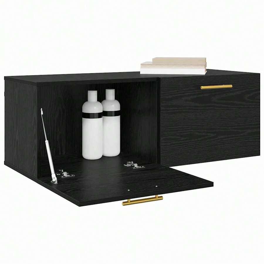Armario de pared vidaXL, aspecto roble negro, 100 x 36,5 x 35 cm - Negro - Ver 1