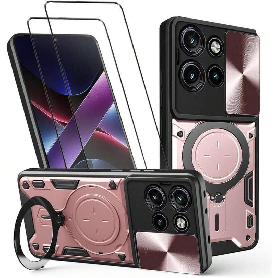 Funda para Edge 60 Neo y Edge 50 Neo Moto Case - con Protector de Pantalla y Soporte de teléfono Incorporado - Rosa,35879577 - Rojo y blanco - Ver 1