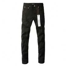 Men Slim Fit Skinny Ripped Distressed Jeans Fashion Denim Pants With Holes Vintage Style Stretchable Comfortable Casual Wear For Daily Outfits  Streetwear - màu đen - Xem 3