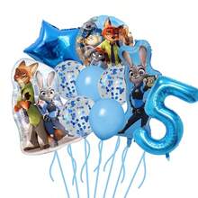 10 Peças Conjunto de Balões Azuis para 1st Aniversário: Material de Alumínio Metalizado + Látex Dupla Camada, Estilo Cartoon Legal! Inclui Balões Numéricos Azuis Brilhantes "1-9", Balões em Formato de Nick e Judy + Bolas Decorativas com Glitter, Tons de Azul Claro Reproduzindo Imagens dos Personagens, Vívido e Atraente. - Multicolorido - Visão 18