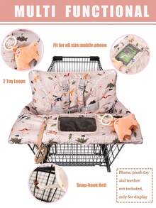2-In-1 Baby Shopping Cart Cover & High Chair Cover, Comfortable Infant & Toddler Universal Shopping Cart Seat Cover, Fits Most Carts, Machine Washable - Multicolor - View 4