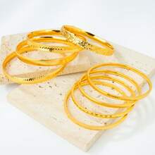 Dubai Gold Jewelry 24k Gold Plated Arabic Islamic Bridal Wedding Lucky Bangles Nigeria Women Daily Party Jewelry - Simple Bangles - View 5