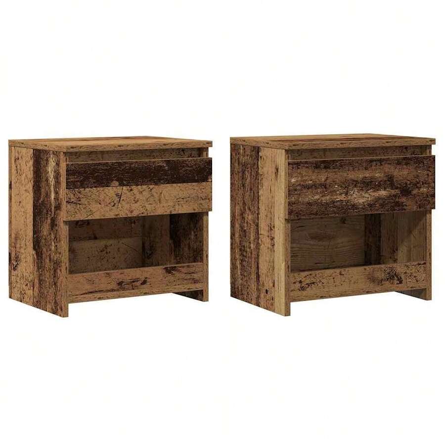 Comodini vidaXL, 2 pezzi, legno di recupero, 40x30x39 cm, legno ingegnerizzato - Castano - Visualizzare 1