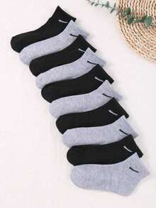 20 đôi/bộ tất trẻ em, màu sắc ngẫu nhiên (đen, xám), đa năng, tất dài đến bắp chân cho trẻ nhỏ với họa tiết sọc chéo, phù hợp cho mặc hàng ngày. - Nhiều màu - Xem 7