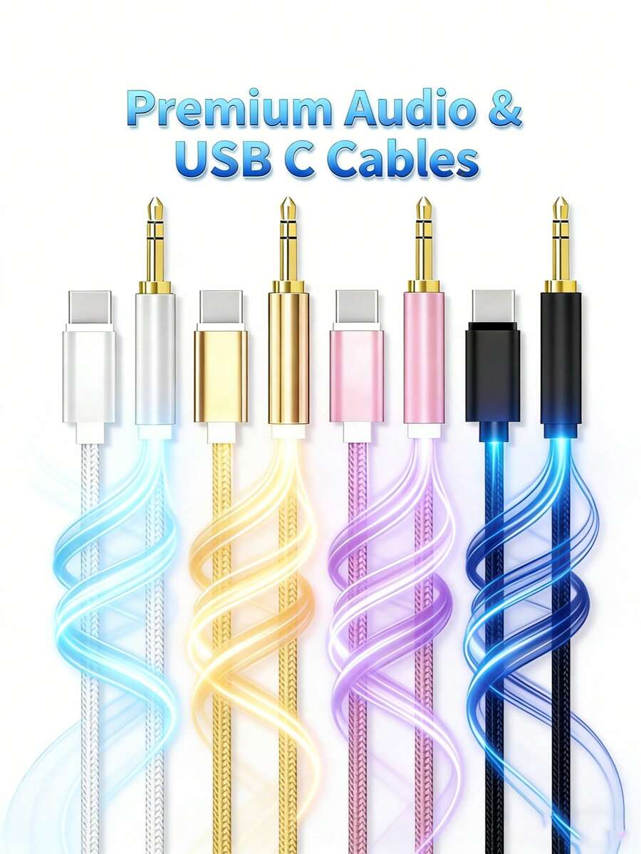 3.3 英尺 Aux 转 USB-C 音频线，USB-C 转 3.5mm 音频辅助插孔线，C 型转 3.5mm 耳机车载立体声线，兼容 17/16/15/15 Plus/Pro/Pro Max、Galaxy S25/S24/S23、iPad Pro/Air - 彩色 - 查看 1