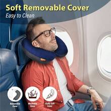 Inflatable Neck Pillow Traveling - Inflatable Travel Pillow Airplanes - Neck Pillow, Blow Travel Pillows Neck Support - Màu xanh lam - Xem 3