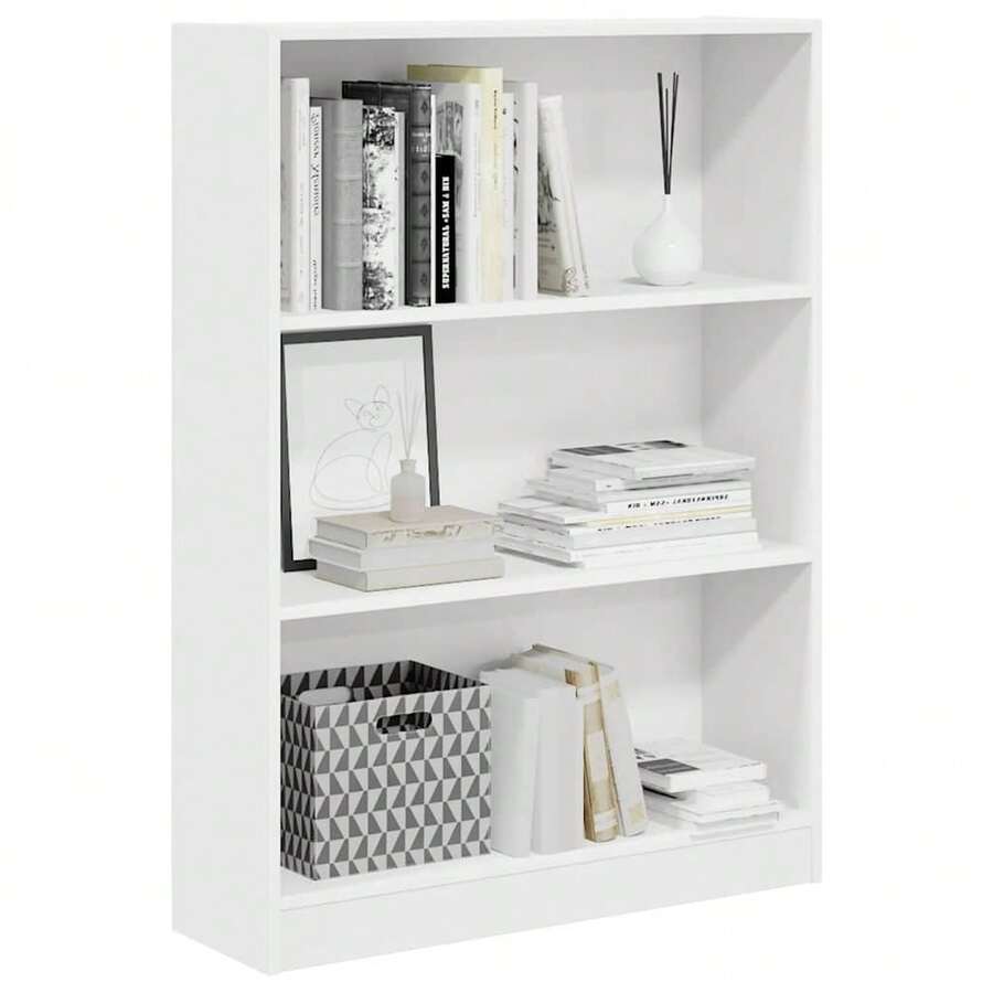 Libreria vidaXL bianca, 80x24x109 cm, in legno. - Bianco - Visualizzare 1