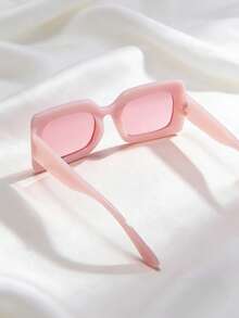 1 Pair Of Teen Jelly Pink Fashionable Personalized Retro Square Frame Glasses - Multicolor - View 2