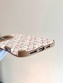 1pc PU Leather Floral & Plaid Pattern Soft Phone Case, Anti-Slip Full Coverage Protective Cover Compatible With Samsung/Compatible With IPhone 17/11/12/13/14/15/16 Pro Max, Holiday Gift - Multicolor - View 4