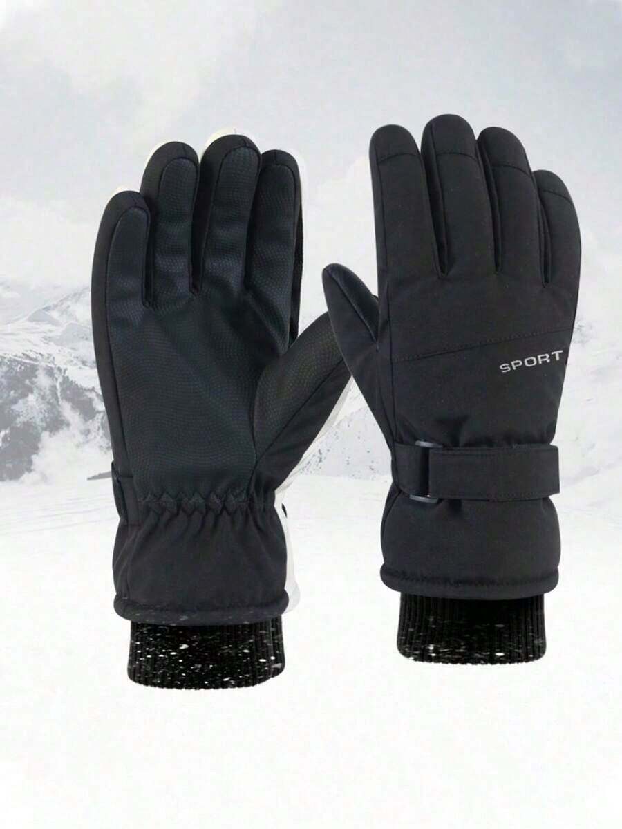 1 Pair Professional Ski Gloves, Waterproof, Windproof, Warm, Touchscreen Compatible, Unisex Design Suitable Skiing, Snowboarding, Winter Outdoor Sports, Black, Random Color Dispatch MANC - 多色 3 - 查看 1