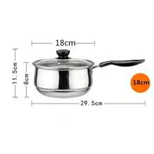 Olla de acero inoxidable de doble fondo, olla para sopa, utensilios de cocina multiusos no magnéticos, sartén antiadherente, olla usada para cocina de gas, olla caliente JVZK - 18 cm, tipo asa única - Ver 13