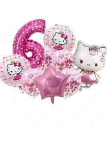 Juego de globos grandes y lindos de de látex rosa, globos decorativos con estilo de dibujos animados de números kawaii, adecuados para fiestas de cumpleaños, ceremonias de regreso a la escuela, reuniones con amigos, fondos para fotografías, escenas de fiesta - Multicolor - Ver 10
