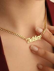 Stainless Steel NK Chain Customized Name Necklaces For Women Men, Fashion Jewelry Personalized Nameplate Pendant Necklace,Hip Hop Jewelry Gold Silver Color Chain Choker Necklace Custom Name Necklace Birthday Party Gift For Friends,Black,Silver,Gold,Stylish,Colorful,Vintage,Simple,Unisex,Casual,Cuties,Custom,Personalized,Unique,Ideal Gifts For Him,Ideal Gifts For Her,Her,Boyfriend,Girlfriend,Dad,Mom,Family,Friends,For Anniversaries,For Birthdays,For Graduation,For Prom,For Party,School Supplies,Back To School,For Office,For School,For Classroom,For Teacher Gifts,For University,For Colleague,For Dorm Rooms,For Teacher,For Boys And Girls,For Teenagers,Junior High School Students,Middle School Students,High School Senior High School Students,College Students,University Students,Freshman,Sophom - 彩色 - 查看 6
