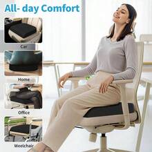 Large Cushion, Foam Cushion Long Sitting Hours On Office Chair, Car, Non - Slip Chair Pad Sciatica, Coccyx, Tailbone - Surgery Recovery Black - 黑色 + 大號 - 查看 4