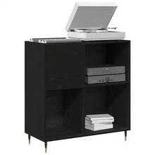 Mobile per dischi vidaXL, effetto rovere nero, 85 x 38 x 89 cm - nero - Visualizzare 1