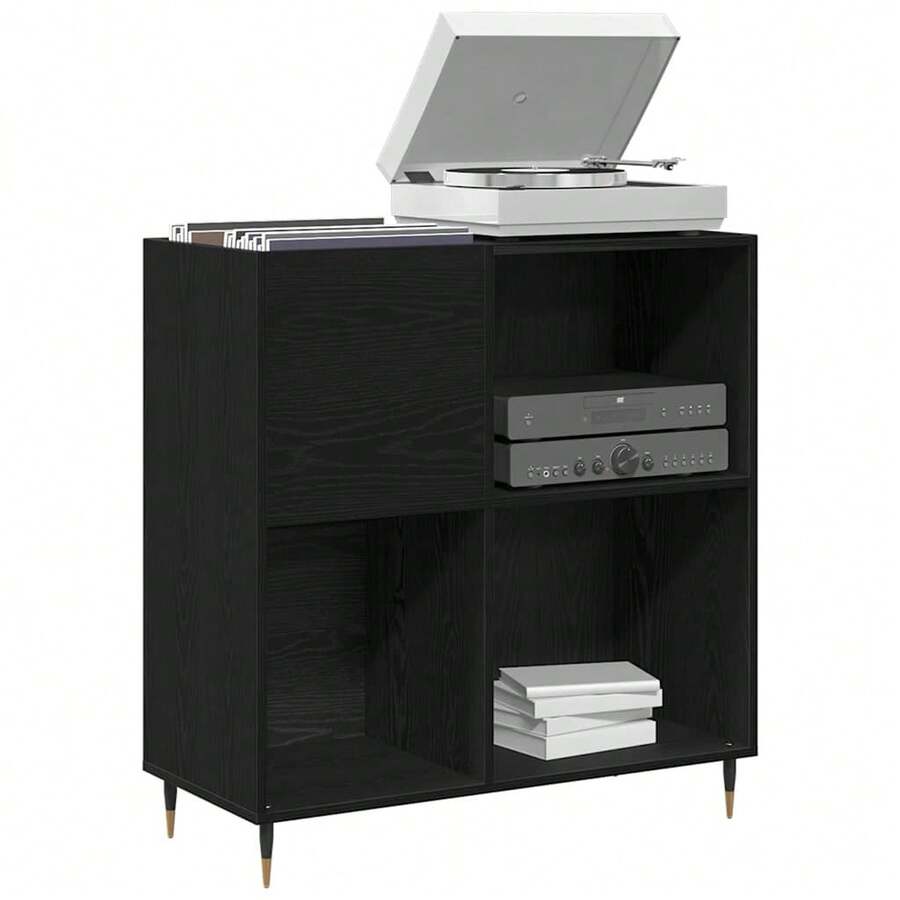 Mobile per dischi vidaXL, effetto rovere nero, 85 x 38 x 89 cm - nero - Visualizzare 1
