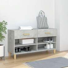 Armário para sapatos vidaXL, cinza concreto, 102x35x55 cm, material à base de madeira - Cinza - Ver 3