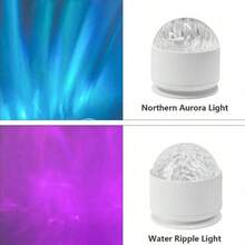 Aurora And Ripple 2-In-1 Projection Light -16 Color RGB LED Ambient Light With Remote Control, USB Power Supply, Nordic Aurora And Ocean Wave Night Light, Suitable For Bedroom, Party Decoration And Meditation | Perfect Gift, Can Be Used As Birthday Gift, Anniversary, Halloween And Christmas Holiday Gift. - Nhiều màu - Xem 9