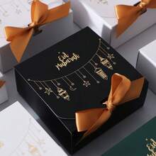 5 pezzi Scatola regalo quadrata per caramelle natalizie con fiocco, perfetta per incartare regali di Natale, scatola classica europea per caramelle, forniture per decorazioni per feste, scatola regalo in cartone di alta qualità per dolci e caramelle - Scatola quadrata ribaltabile - Visualizzare 7