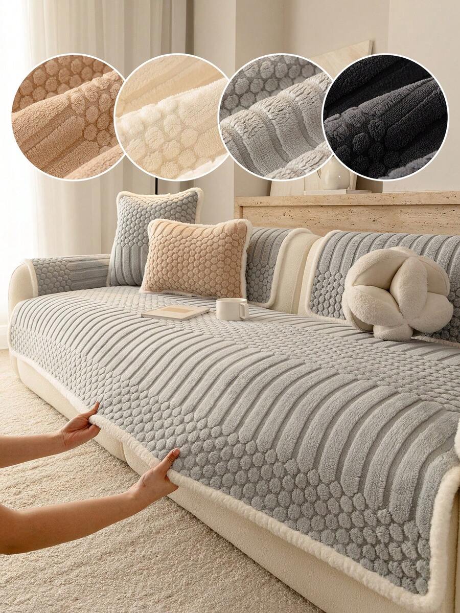 1 tấm bọc ghế sofa dày dặn, màu trơn, viền nhung trắng, thân thiện với thú cưng, có thể giặt máy, phù hợp với sofa 1-4 chỗ ngồi - Tấm lót sofa trang trí phòng khách, phòng ngủ, văn phòng và nhà cửa - Nhiều màu - Xem 1