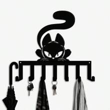 CIF BUY 1 Modern Cat Shaped Key Hook, Suitable For Foyer - Metal Wall Mounted Key Storage Rack With 7 Hooks, Iron Cat Key Hook Suitable For Room Decor,Wall Decor,Home Decor - Multicolor - View 7