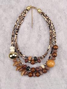 1 chiếc vòng cổ hạt cườm nhiều lớp phong cách Bohemian, dây ngắn họa tiết da báo thời trang, quà tặng cho bạn gái, mẹ, bạn thân, phụ kiện ngày lễ. - hạt - Xem 1