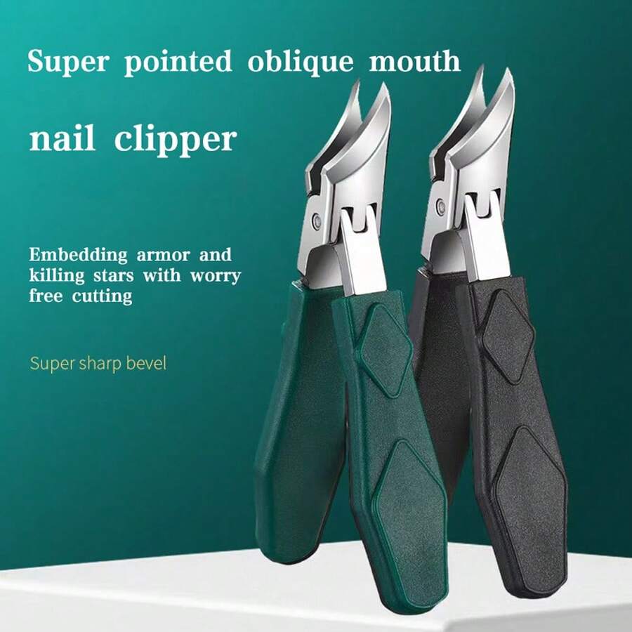 Heavy Duty Ingrown Toenail Clippers, Sharp Stainless Steel Slanted Tip Nail Clipper With Wide Opening To Prevent Splashing - Multicolor - View 1