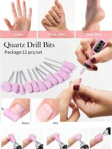 Movcle 18 Grinding Heads Professional Electric Nail Drill Machine Nails File Manicure Set Low Noise Gel Art Remover Pedicure Tool Glazing Polisher Polishing Grinder Variety Electric Nail Drill Bits Versatile Nail Art Equipment For Salon-Quality Results - 粉色 - 查看 2