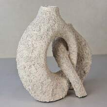 Set Of Two Ceramic Vases In Monaco Style - 2 Decorative Stackable Vases - Nordic Decor For Living Room, Bedroom, Sideboard, TV Stand. - Sand Texture - View 3