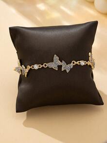 1 pieza Brazalete de mariposa minimalista de moda retro, adecuado para uso diario, fiesta o regalo de mujer - Dorado - Ver 3