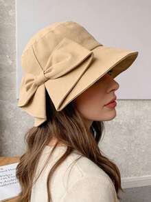 1pc Bow Accent Wide Brim Bucket Hat, Suitable For Spring Summer Vacation Outdoor Sun Protection - 1pc - View 17