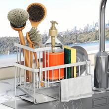 1PC Kitchen Sponge Holder For Sink With Drainage Design, Includes Tall Brush Holder, Kitchen Sink Storage Box For Countertop, Soap Dispenser, Kitchen Organizer, And Essential Storage Solution. Perfect Christmas Gift. - Multicolor - View 8