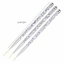Tbestmax Professional Fine Nail Art Liner Brush UV Gel Painting Acrylic Nail Brushes Striping Brushes for Short Strokes, Details, Blending, Elongated Lines 3 pcs - 3 piezas - Blanco - Ver 7