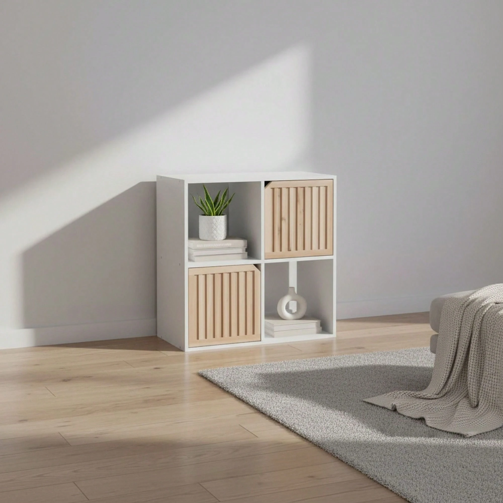4 Compartment Bookshelf 58.5x29x59 cm White