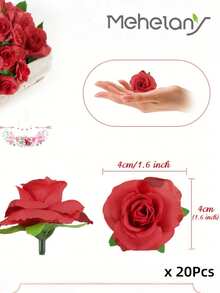 MEHELANY 50/25/9pcs/Pack Burgundy Artificial Rose Heads, Realistic Touch, 1.57 Inch Small Fake Silk Rose Decor Crafts, Suitable For Wedding Centerpieces, Bridal Shower Gifts, Home Decor, DIY Wedding Wreaths, Weddings, Birthday Cake Decorations, DIY Flower Walls, Photo Album & Frame Decorations