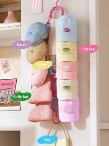 1pc Plastic Hat Rack Hat Storage, Circular Scarf Rack Hat Organizer With Clips Suitable Baseball Cap Hooks/Children's Room Storage Rack - Multicolor - View 7