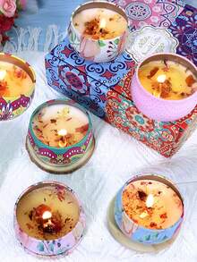 Set 4 Lilin Aromaterapi Lilin Kedelai Aroma Bunga Kering, untuk Kamar Tidur & Pasangan, Natal - Multi-aroma - View 8
