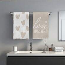 MEMNUN 2 chiếc khăn lau bếp in hình trái tim kẻ caro trà sữa "Tình yêu ngự trị nơi đây", kích thước 15.75*23.62in (40*60cm), chất liệu microfiber siêu mềm, thấm hút tốt, thích hợp dùng lau chùi, trang trí nhà cửa, trang trí nhà bếp, trang trí Giáng sinh, dùng trong nấu nướng, làm bánh, giặt máy, phù hợp cho phòng ăn, nhà bếp, phòng tắm, trang trí và làm quà tặng dịp lễ Giáng sinh, dùng được quanh năm. - Nhiều màu - Xem 10