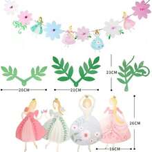 QY- Decoración Banner Letrero Kit Paquete Completo Feliz Cumpleaños Happy Birthday de Princesas Castillo Vestidos con Pompones Coloridos y Estrellas Fácil de Montar para Fiesta Decorar Pared Adorno Reutilizable Vintage Rose Gold para Niñas o Niños -2195 - doradocolores - Ver 3