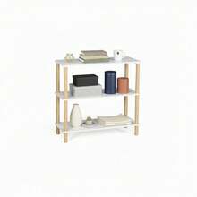 Ecommerc3 MOBLEKIT | 木質、金屬和竹製輔助置物架，無需螺絲即可組裝，多功能家具，不同層數，可用於收納書籍、鞋子和家居裝飾品 - 免費送貨 ✅ 24/48 小時送達西班牙大陸 - Blanco - 80x35x75 厘米 - 查看 10