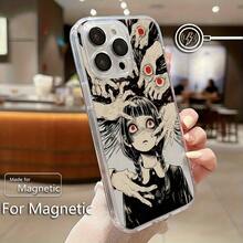 Funda de Teléfono de Chica Anime Estilo Horror Compatible con Iphone 17, 16, 15, 14, 13, 12, 11 Pro Max, Air, Mini, XR, XS, X, 7, 8 Plus, con Cubierta Trasera de TPU Suave, Transparente, Magnética y a Prueba de Golpes. - transparente - Ver 6