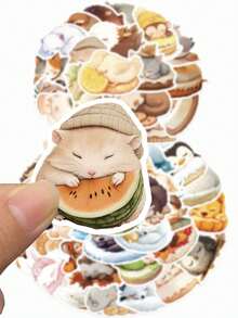 50pcs Sleeping Animals Stickers Cute Cartoon Graffiti Decal DIY Notebook Laptop Phone Guitar Stationery Stickers For Students Gift - Multicolor - View 6