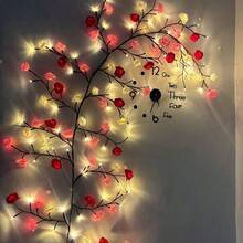 96 LED Rosen Blumen Zweig Lichterkette, magische Lichterkette mit USB-Anschluss, Fernbedienung, geeignet für Wand, Fenster Dekoration, Feiertage und Partys - Rosenrohr - Übersicht 8