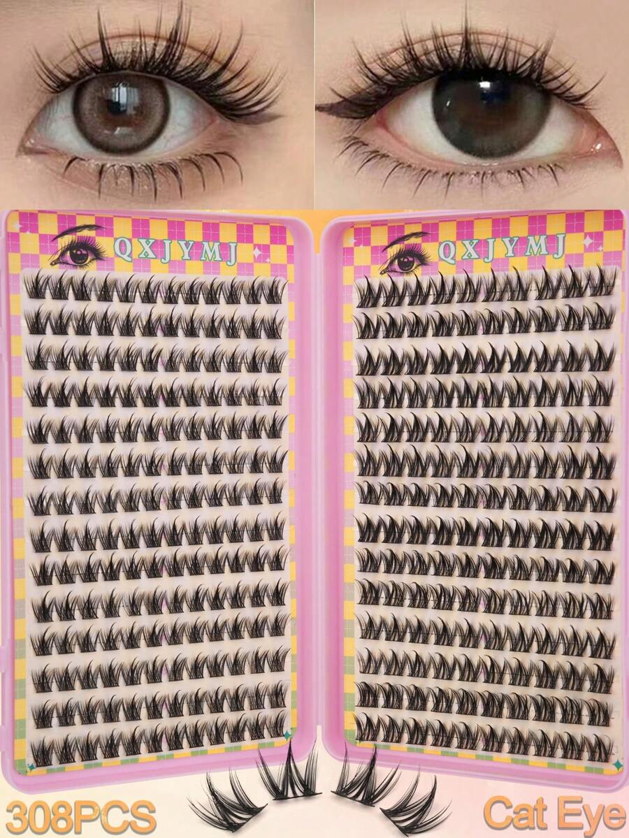 308 C-Shaped Curve Natural Large-Volume Dotted False Eyelashes, Lightweight For Everyday Wear. Create A Fluffy, Natural Look Or A Glamorous Lash Cluster For Everyday Wear. Perfect For Christmas, Halloween, Party Costumes, Weddings, Club Celebrations, And Everyday Work Parties. Fluffy, Soft, Messy, And Dramatic. Multi-Layered Black Short, Thick, Loose False Eyelashes, Combining Glossy Black With Fine Lashes For A Beautiful, Comfortable, And Durable Look. Suitable For Lash Clusters, Eyelash Bunches, Single Lashes, And False Eyelashes. - C - View 1