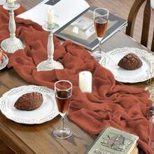 Artoid Mode Boho - Camino de Mesa de Gasa en para Bodas, Decoración de Otoño y Acción de Gracias para Comedor, Cocina y Fiestas en Interiores, 120 Pulgadas(120" Terracota) - Multicolor - Ver 7