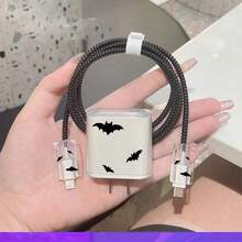 5pcs Cartoon Puppy Bow USB Cable Protector Set, Compatible With Iphone 18W/20W/35W Fast Charging Cable, Cute Puppy Pattern Design, Data Cable Head Protector, Cable Storage Box | Epoxy Design | Durable Cable Protector, Cable Storage Box - Transparent 4 - View 2