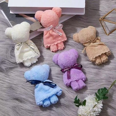 10pcs Valentine's Day Teddy Bear Plush Towel Gift Set, With Clear Bag - Ideal As Valentine's Day, Wedding, Birthday, Mother's Day And Christmas Party Favors, Valentine's Day Gifts