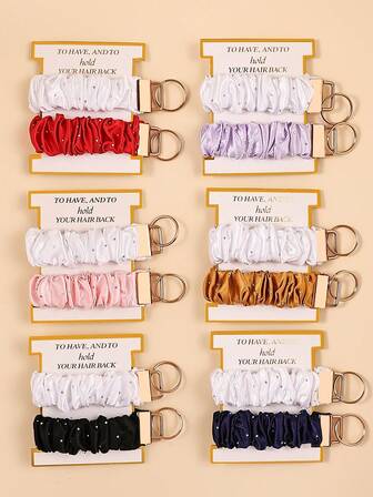 Elastisk nyckelring med 1 kort, lämplig som present till kvinnor, familj, festivaler, fester, spiralnyckelring, armbandsnyckelring, present