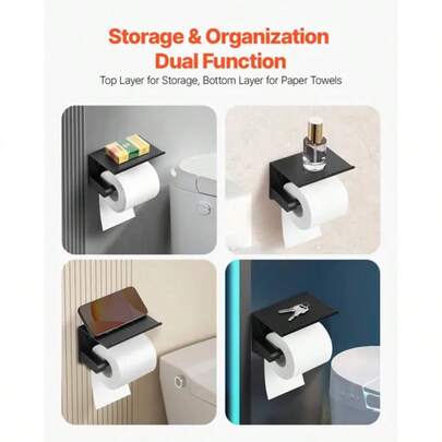 Toilet Paper Holder With Shelf Mega Rolls Wall Mounted Toilet Roll Holder